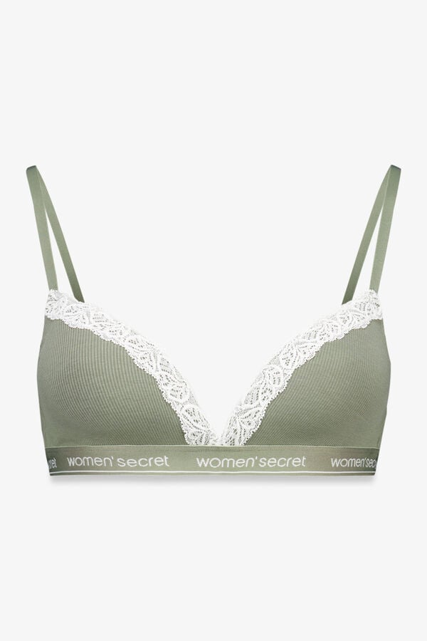 Women'secret Sujetador triangular CHARMING algod&oacute;n kaki kaki