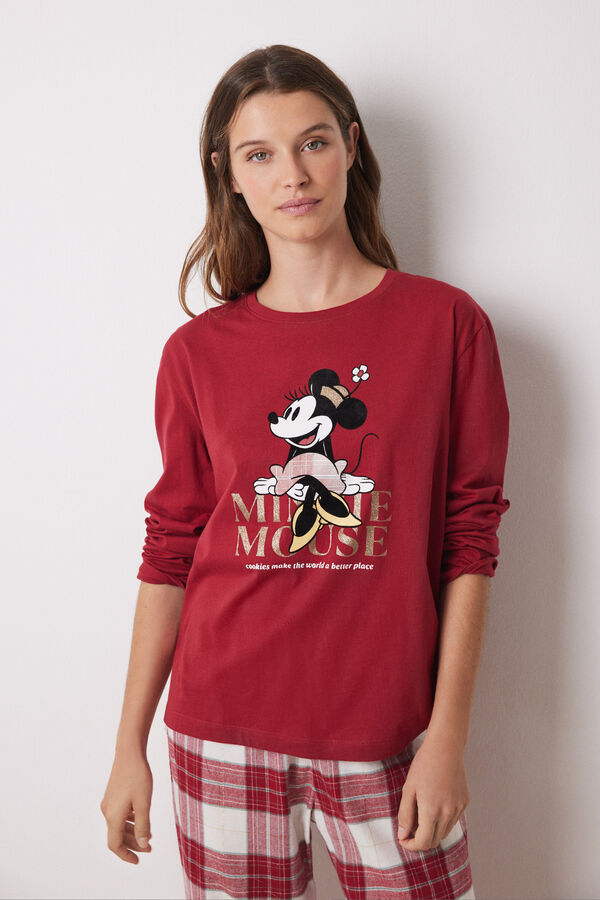 Women'secret Pijama largo 100% algod&oacute;n Minnie rojo