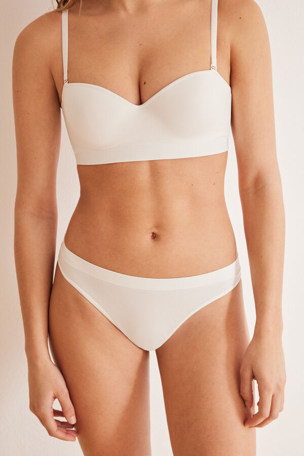 Women'secret Tanga sin costuras blanco marfil