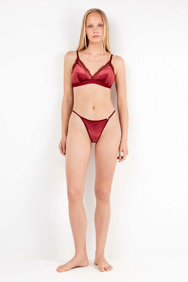 Gisela Soutien triangular de veludo vermelho