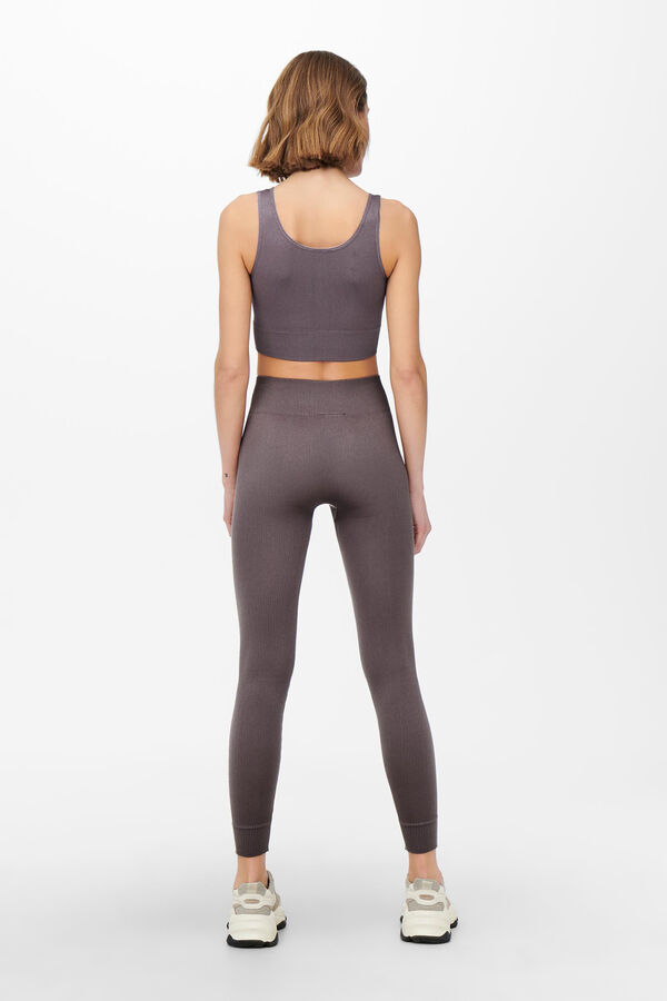 Only Play Top tecido canelado cinzento