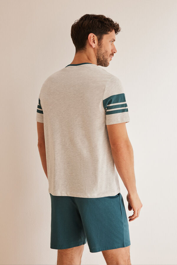 Women'secret Pijama corto hombre 100% algod&oacute;n Snoopy gris