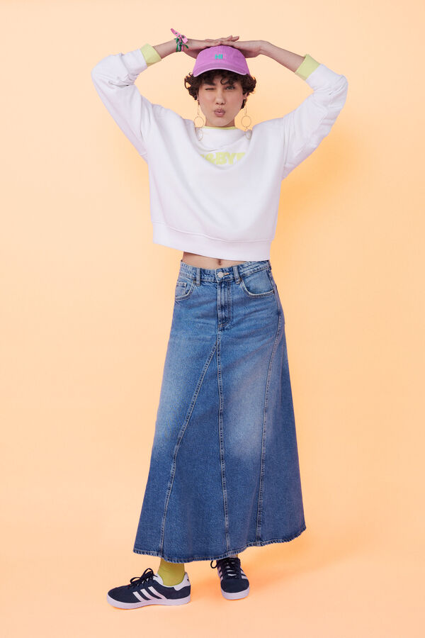 HI&BYE Sudadera felpa beige logo  marfil