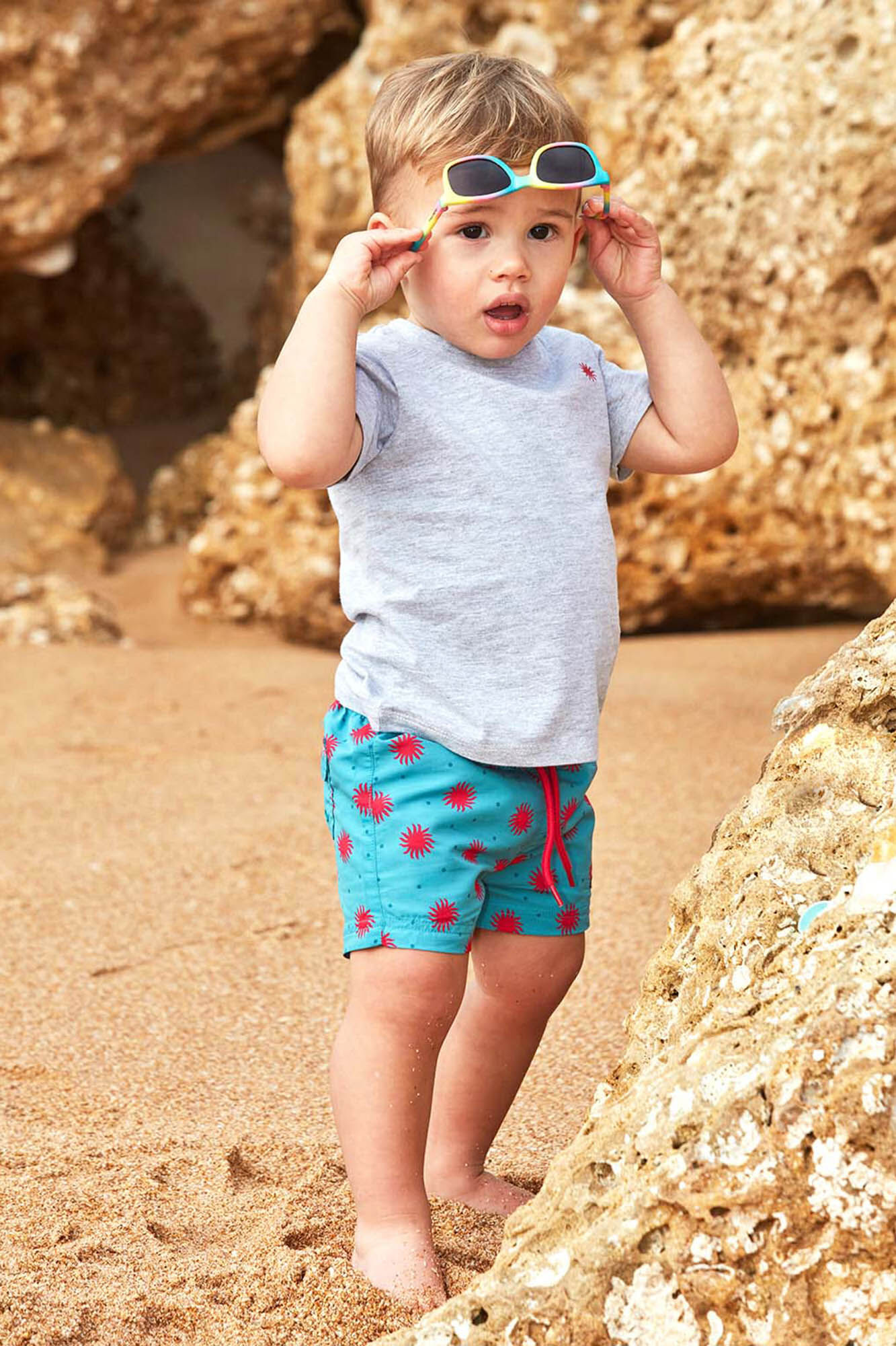 Gocco Ba&ntilde;ador estampado soles azul claro