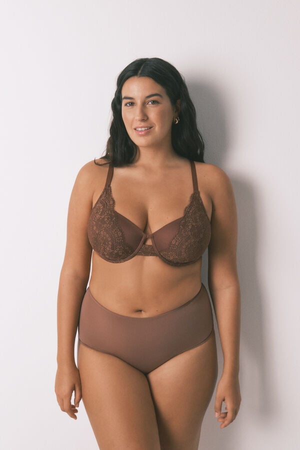 Women'secret BEAUTIFUL soutien cl&aacute;ssico de renda marrom cru