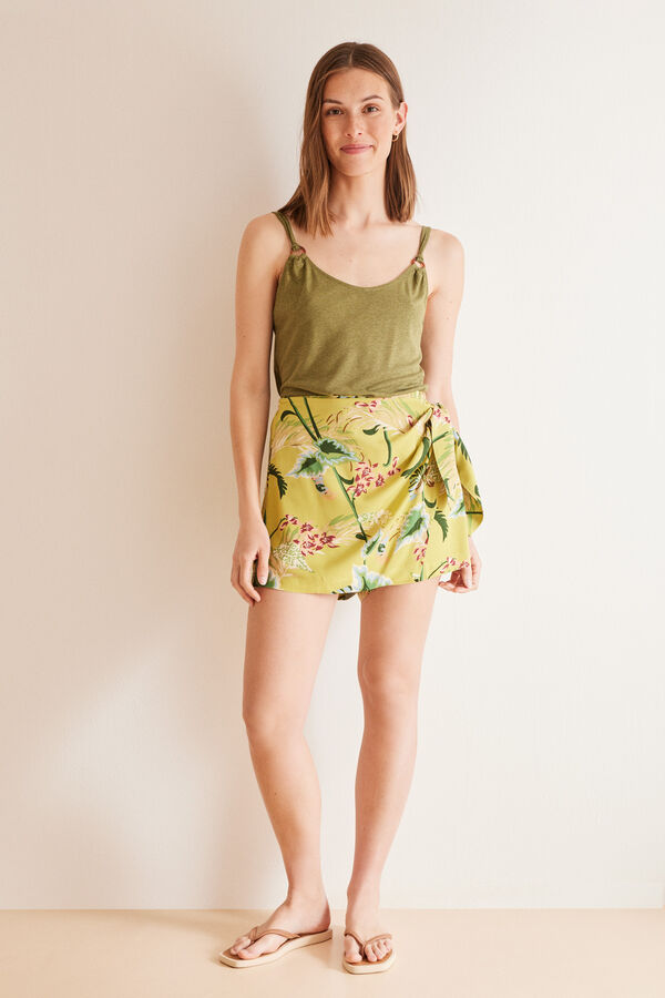 Women'secret Camiseta tirantes kaki lino kaki