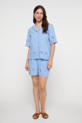 Pieces Short de mulher 100% Algodão.Cintura Elástica. azul