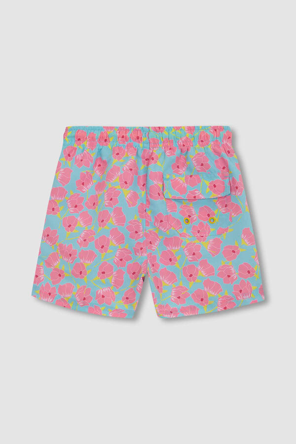 Gocco Ba&ntilde;ador Estampado Flores Azul Claro turquesa