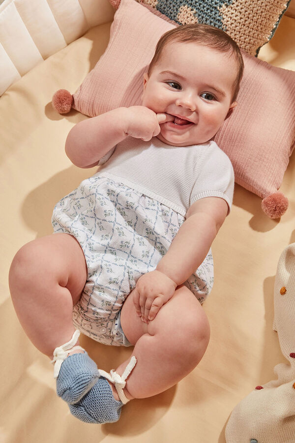 Gocco Jardineiras de malha com parte de baixo em dobby e azul azul