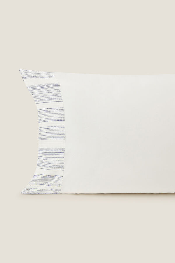 Textura Capa de almofada algod&atilde;o riscas azul