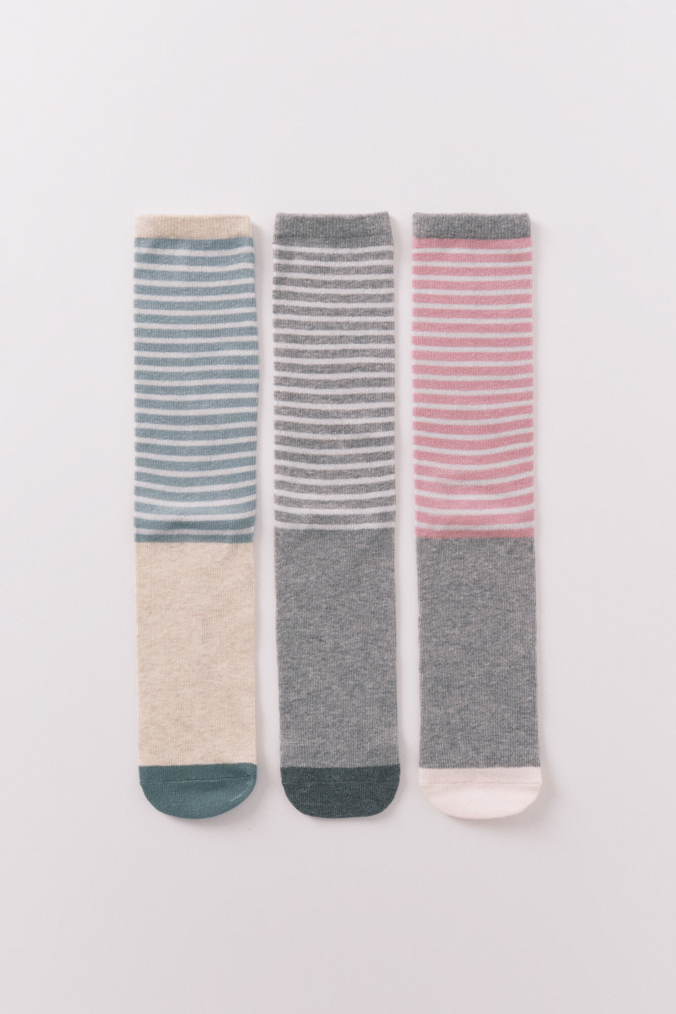Women'secret Pacote com 3 meias longas riscas de lurex 