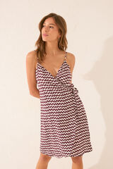 Women'secret Vestido midi tirantes estampado zigzag burdeos