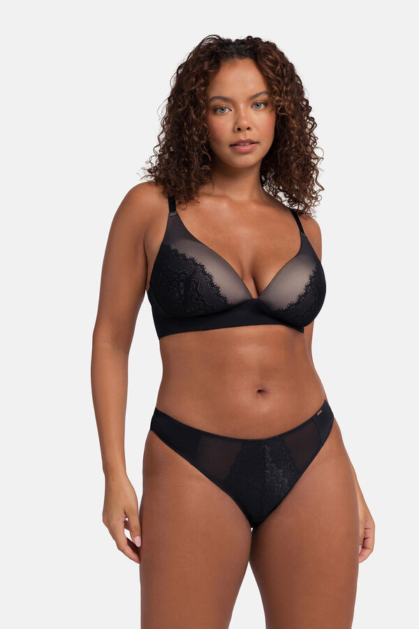 Dorina Suti&atilde; de renda sem aro preto