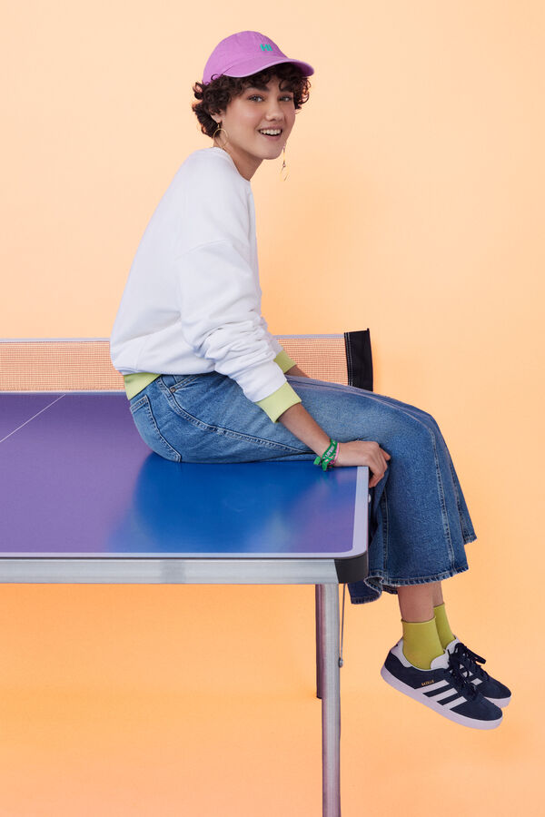 HI&BYE Sudadera felpa beige logo  marfil