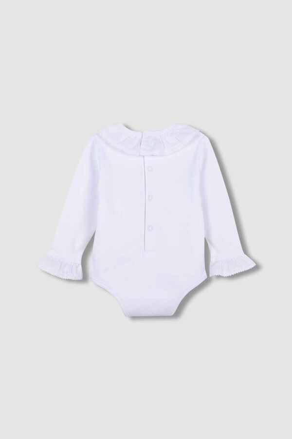 Gocco Body Manga Larga Cuello Volante De Popel&iacute;n Blanco blanco