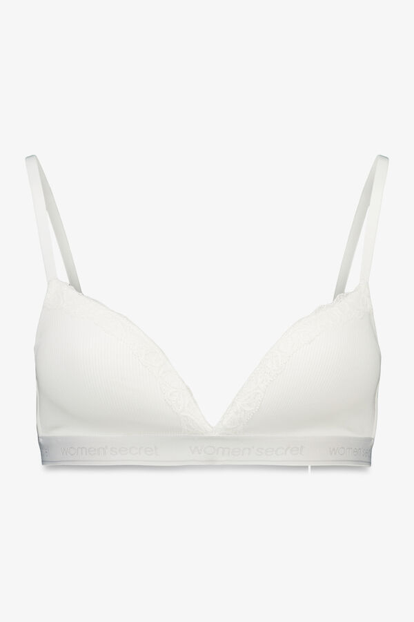 Women'secret Soutien triangular CHARMING em algod&atilde;o branco bege