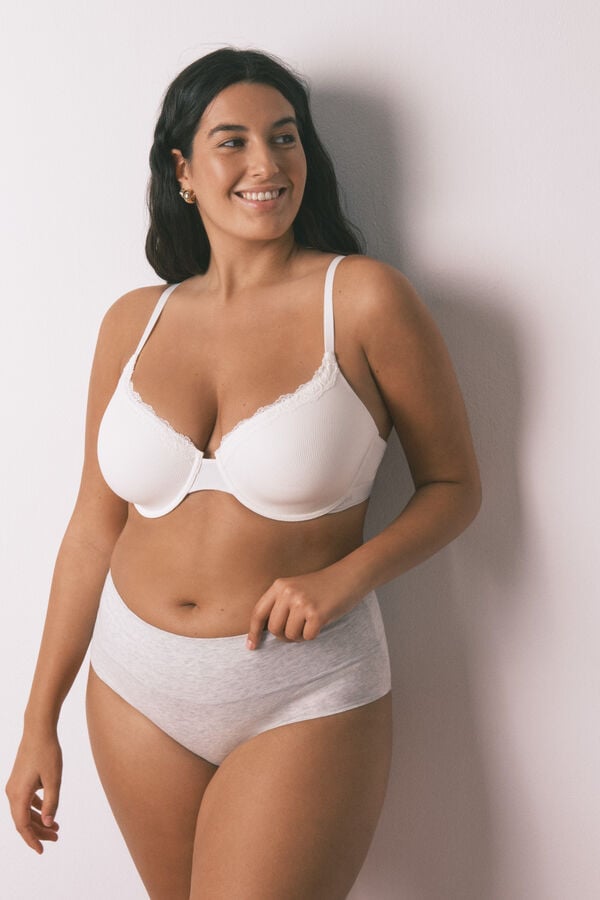 Women'secret Braga alta cl&aacute;sica algod&oacute;n gris gris