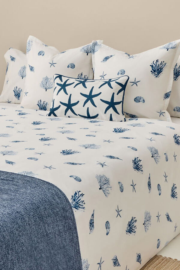 Textura Capa de edredão de algodão com motivos marinhos azul