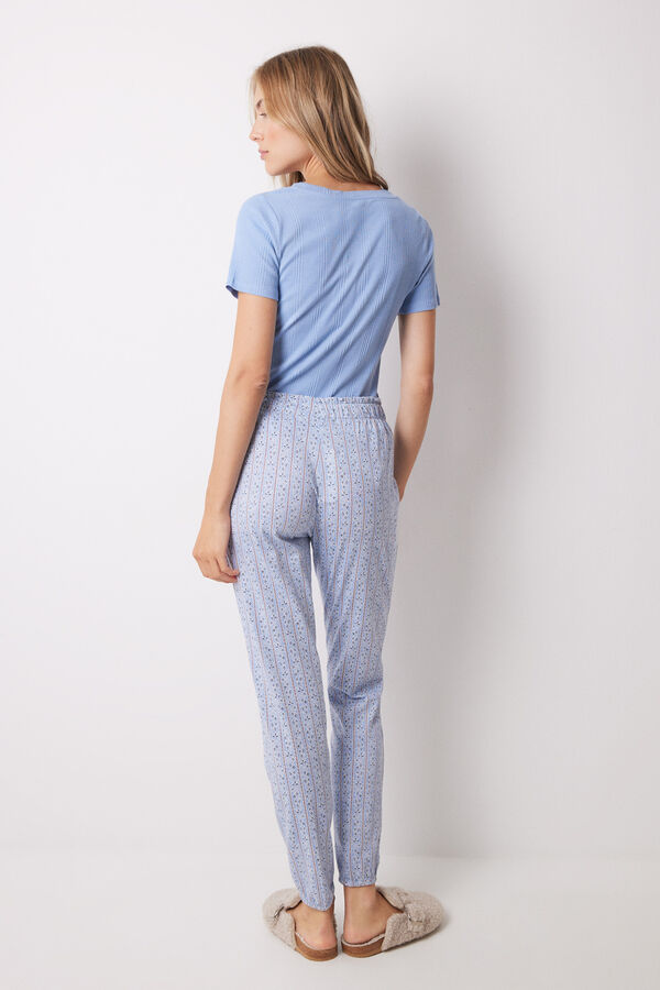 Women'secret Pantal&oacute;n pijama algod&oacute;n flores rayas skinny estampado