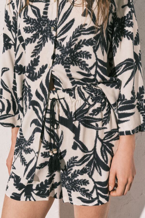 Women'secret Conjunto de camisa e cal&ccedil;&otilde;es estampados preto
