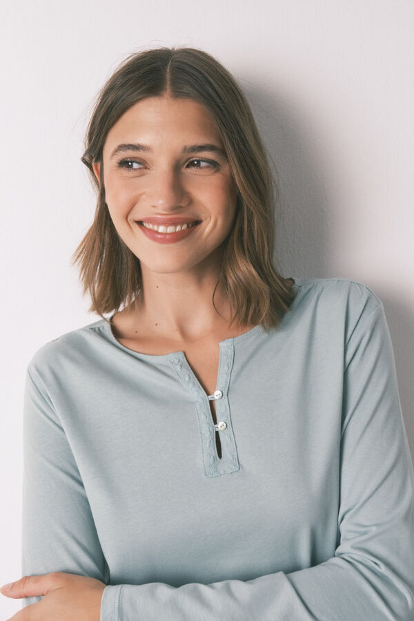 Women'secret Camiseta manga larga 100% algod&oacute;n verde verde