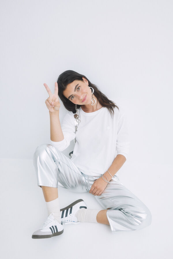 HI&BYE Camiseta 100% algod&oacute;n marfil logo marfil