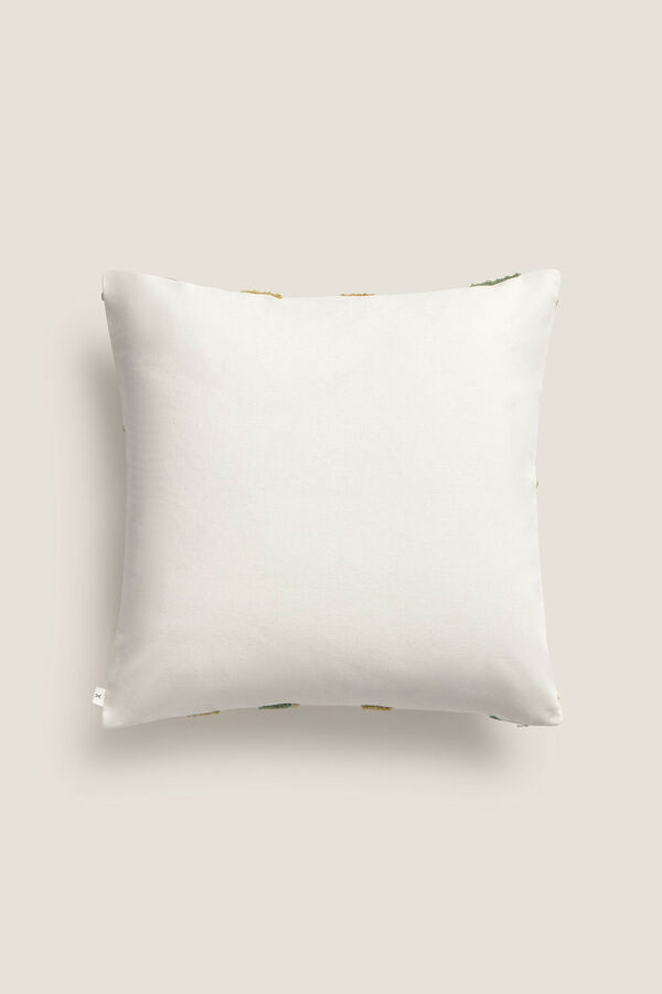 Textura Capa de almofada com folhas bordadas branco