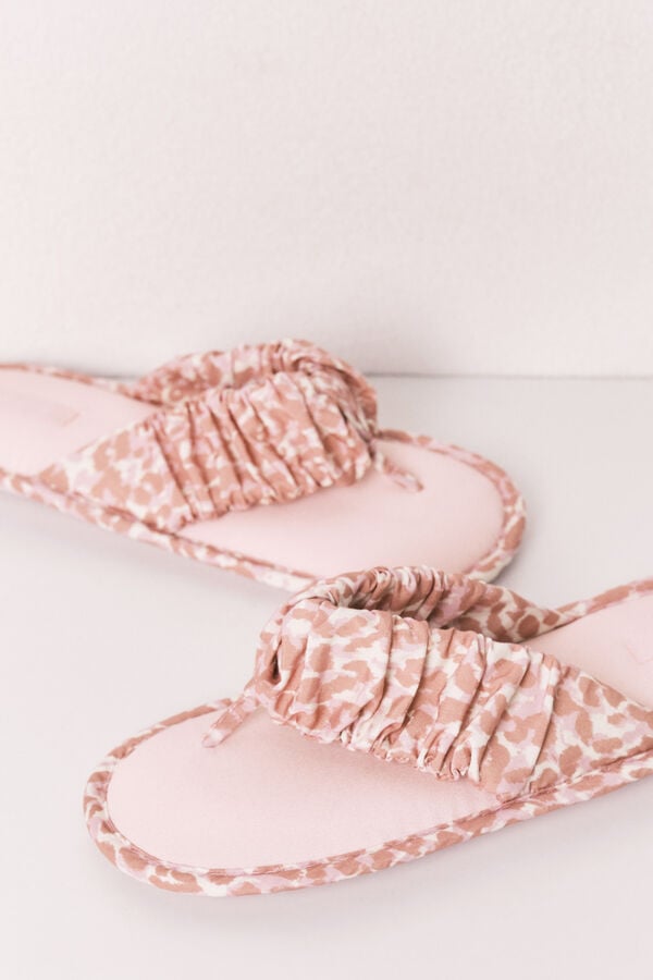 Women'secret Chinelos de quarto com tiras animal print rosa