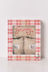 Women'secret Pacote de presente com chinelos de quarto de borrego e m&aacute;scara para os olhos do Snoopy bege