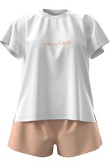 Calvin Klein Conjunto pijama curto liso logo borgonha