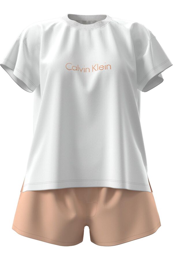 Calvin Klein Conjunto pijama curto liso logo borgonha