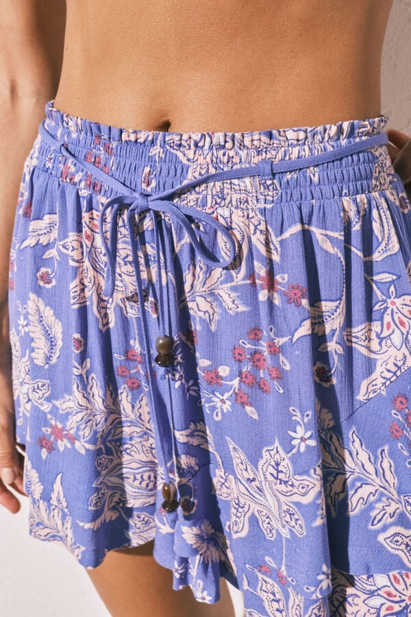 Women'secret Cal&ccedil;&otilde;es com folhos estampados azuis azul