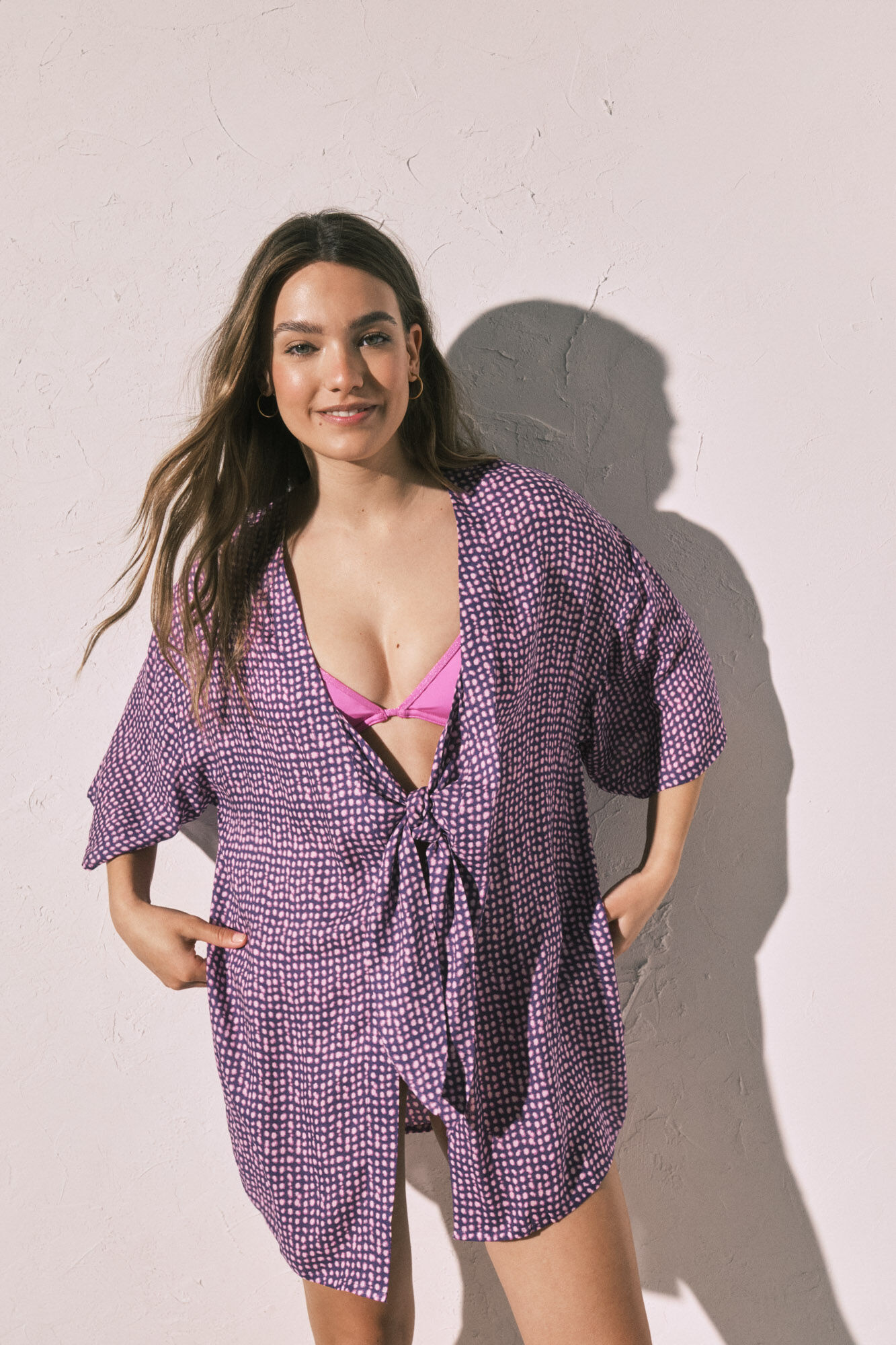 Women'secret T&uacute;nica kimono corto estampado manchas