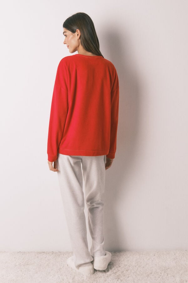 Women'secret Pijama largo polar suave estampado Harry Potter rojo