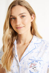 Womensecret Pijama camiseiro Capri 100% algodão tropical azul  azul