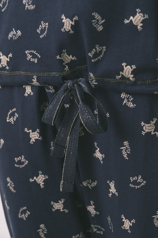 Women'secret Pijama largo 100% algod&oacute;n azul estampado ranitas  azul