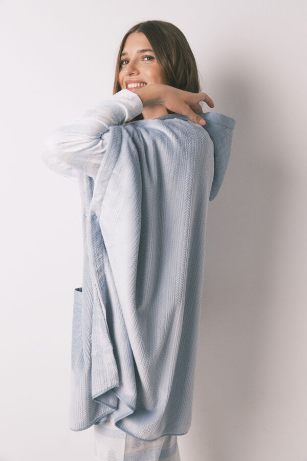 Women'secret Poncho corto polar relieve azul azul