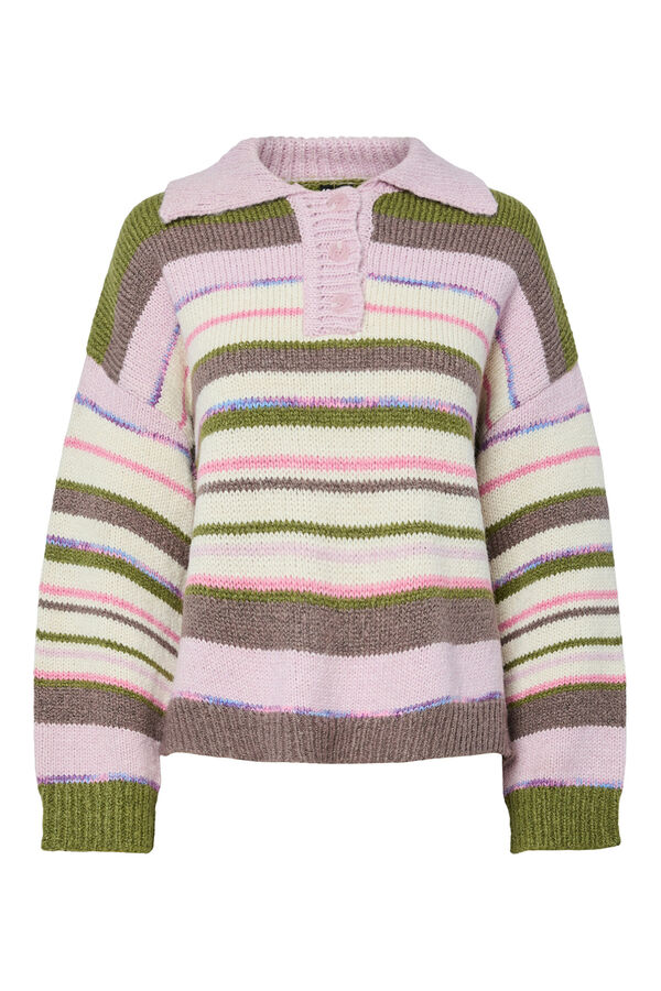 Pieces Camisola gola polo contrastante multicolour