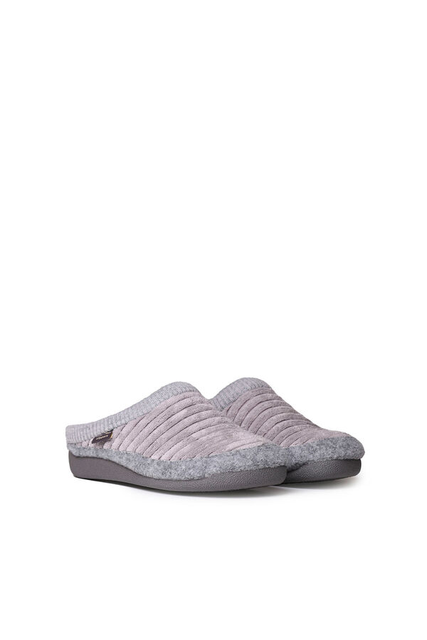 Womensecret Zapatilla para mujer en fieltro y pelo sintético en gris gris