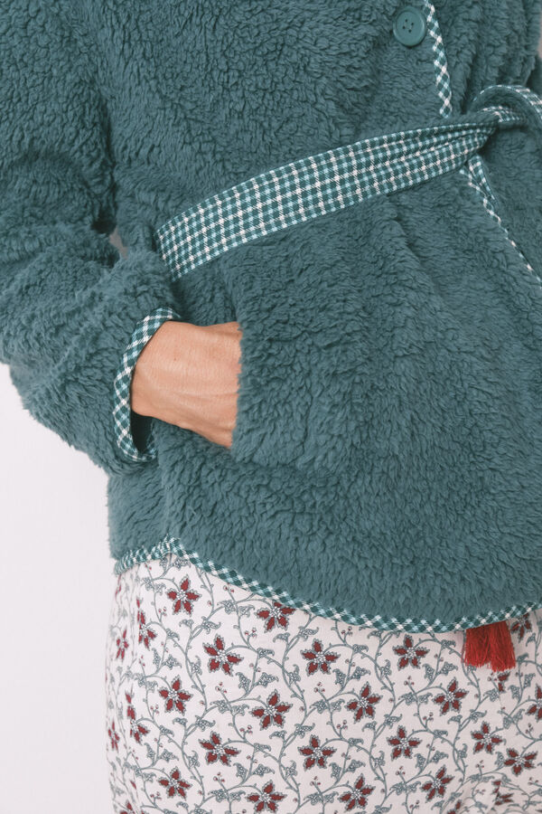 Women'secret Robe estilo t&uacute;nica de pelo verde verde