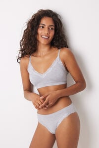 Women'secret Calcinha sem costura canelada cinza cl&aacute;ssica