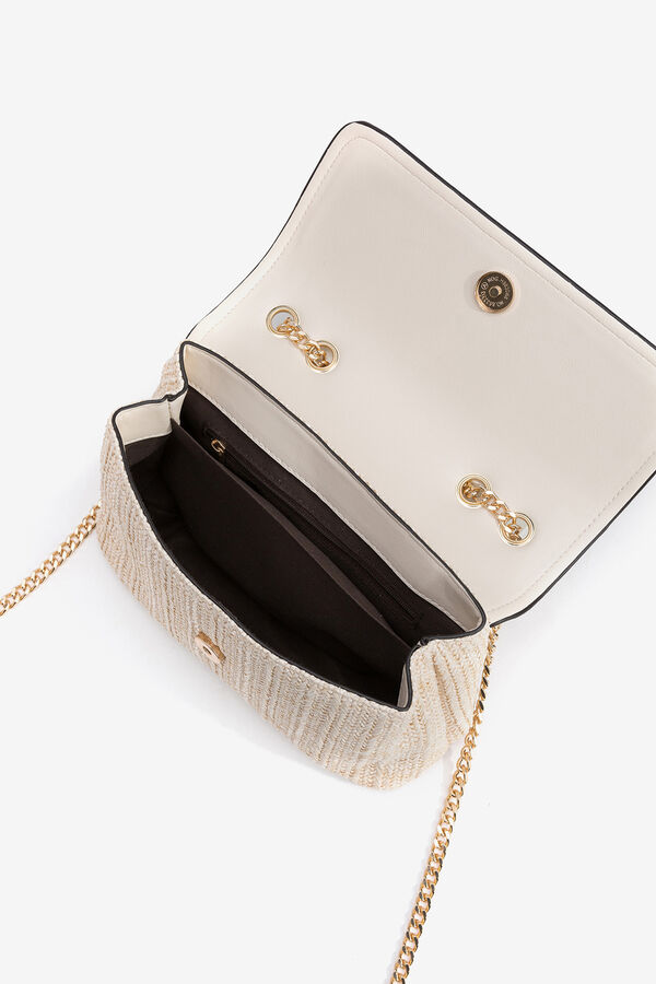 Vilanova Bolsa Crossbody com Aba Combinada bege