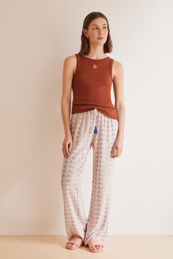 Women'secret Camiseta tirantes algod&oacute;n marr&oacute;n marr&oacute;n