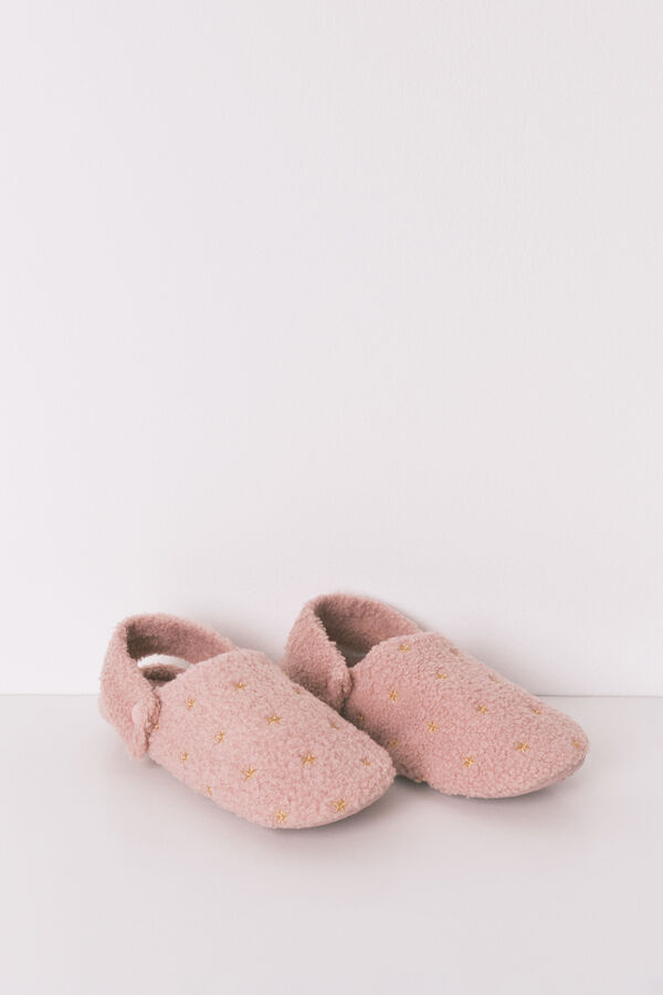 Women'secret Zapatillas casa borreguito rosa brillo rosa