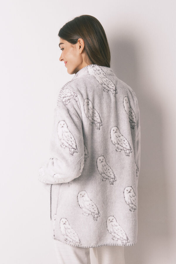 Women'secret Robe curto de tecido polar com pelo cinzento "Hedwig" cinzento