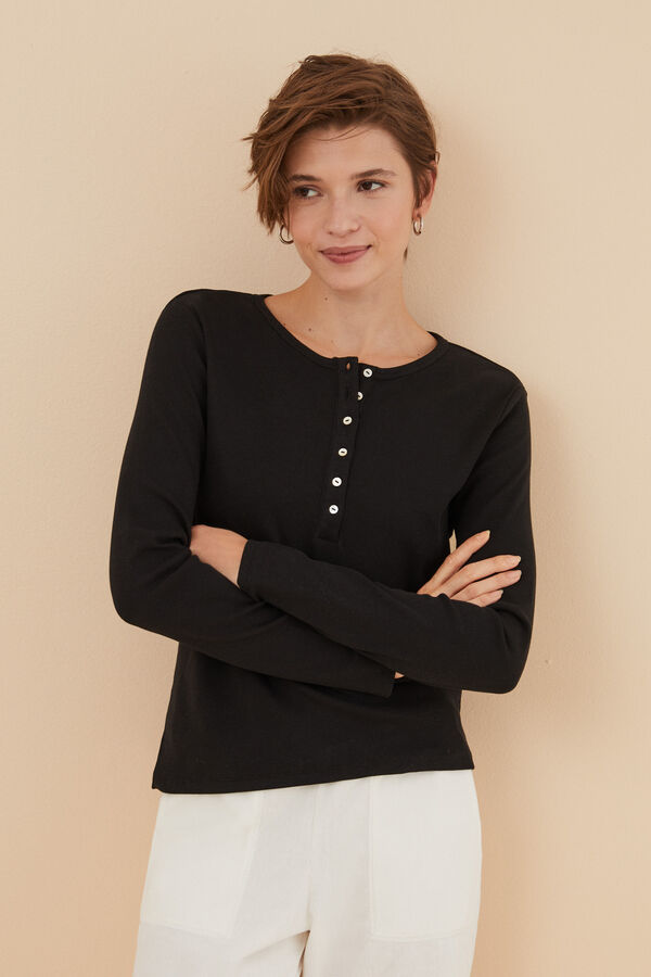 Women'secret Camiseta manga larga algod&oacute;n gris oscuro gris