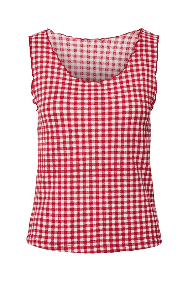 Pieces Top estampado manga sisa rojo