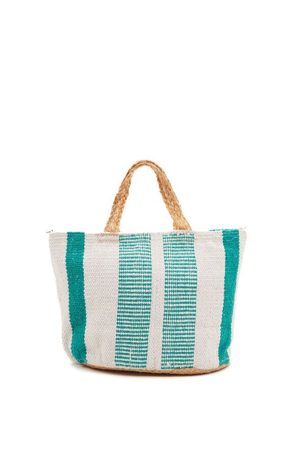 Abbacino Cesta pequena de ráfia riscas azul