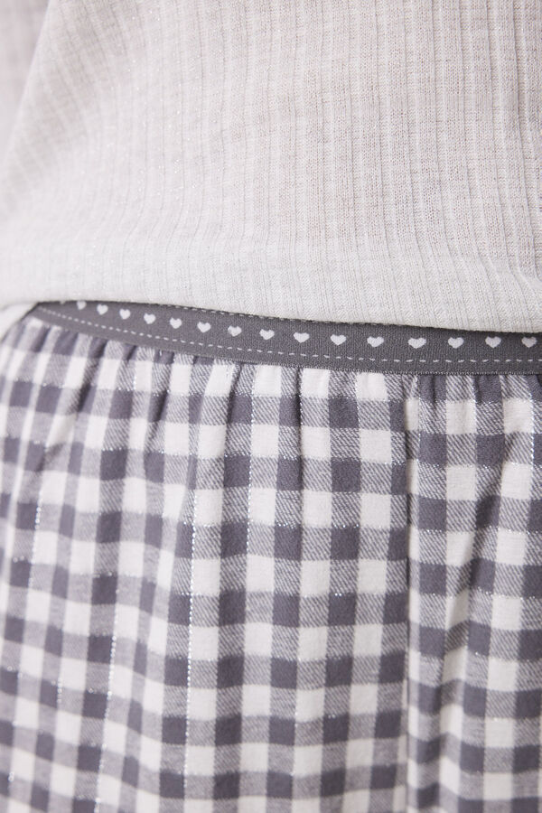 Women'secret Pijama longo xadrez cinza bege