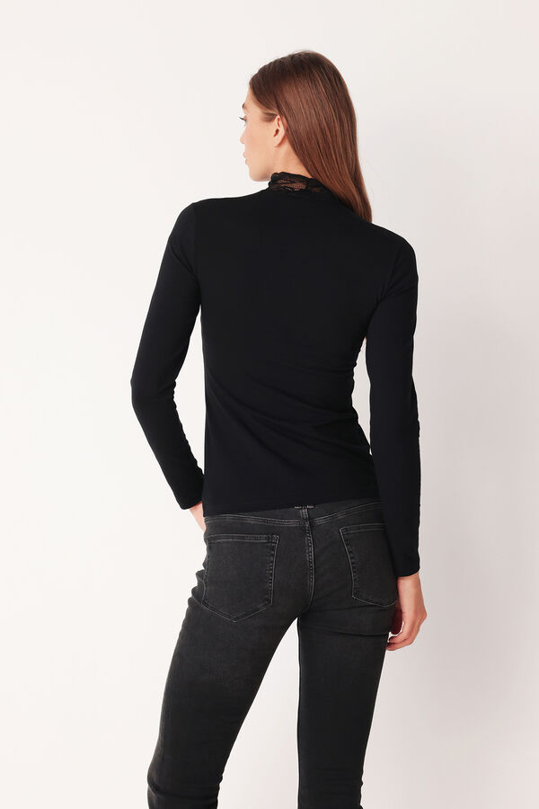 Cotonella Black long sleeve high neck preto